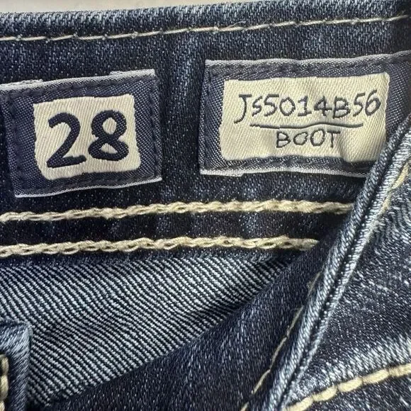 NWOT Miss Me Bootcut Jeans 28 Bling Embroidered Low Rise Denim Saddle Stitched - Picture 5 of 13